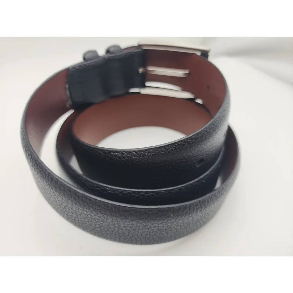 Daniel Cremieux Black Belt Silver Tone Buckle Double Loop Italian Leather Sz 40